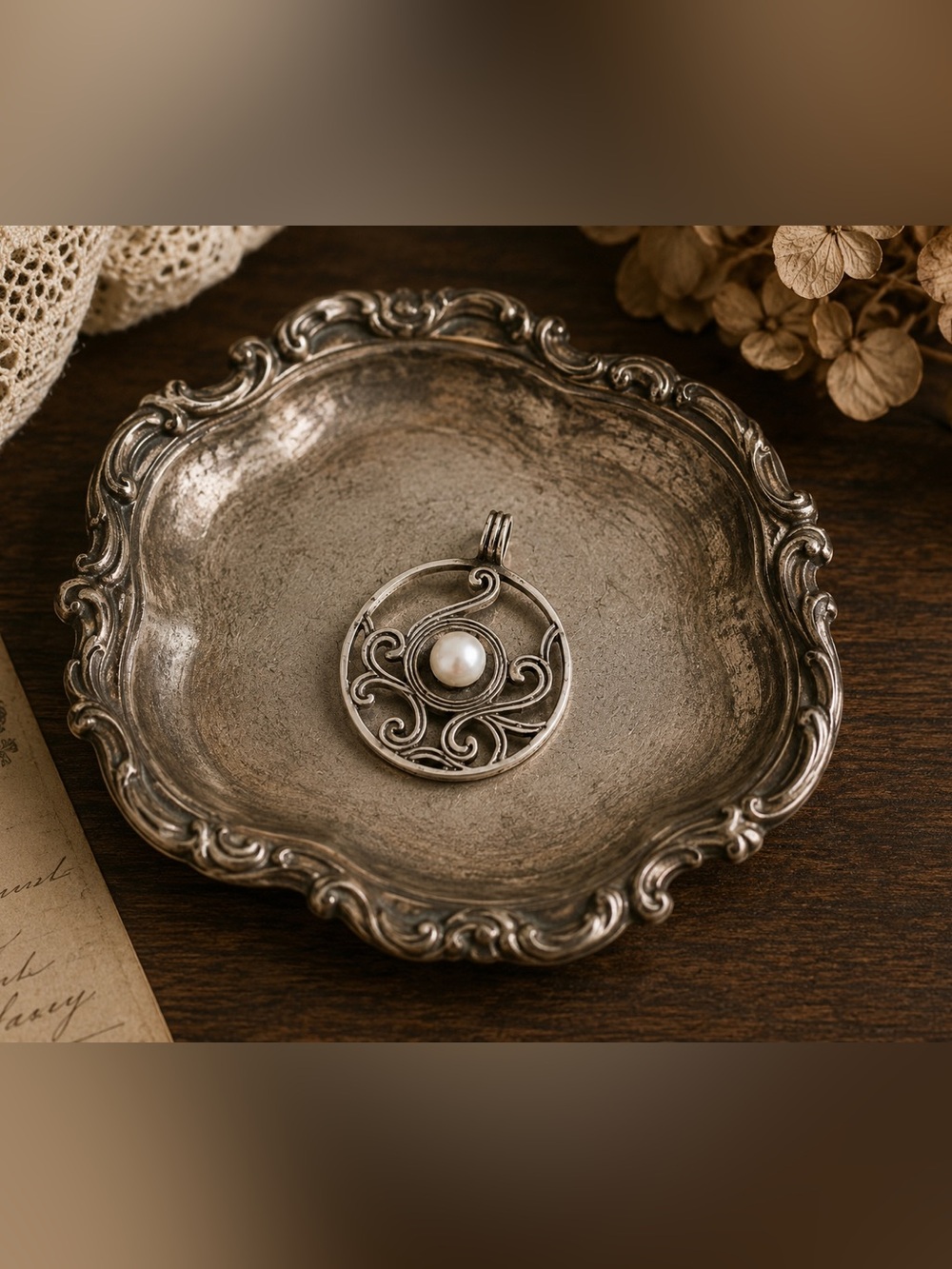 Didae Israel Signed 925 Pearl Pendant